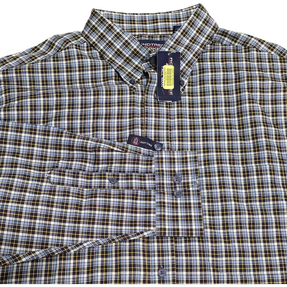 Roundtree & Yorke XLT Tall Retro Print Cotton Tattersall Check Shirt 17.5-/38.5